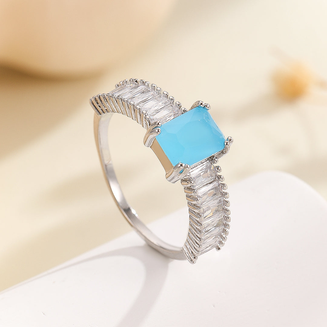 Deluxe Azure Princess Cut Diamond Ring Reet Stylish Fashion
