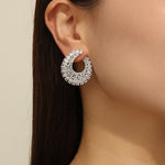 Load image into Gallery viewer, Luxurious Silver Serenade Crescent Earrings - Reet Pehal
