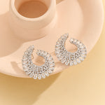 Load image into Gallery viewer, Luxurious Silver Serenade Crescent Earrings - Reet Pehal
