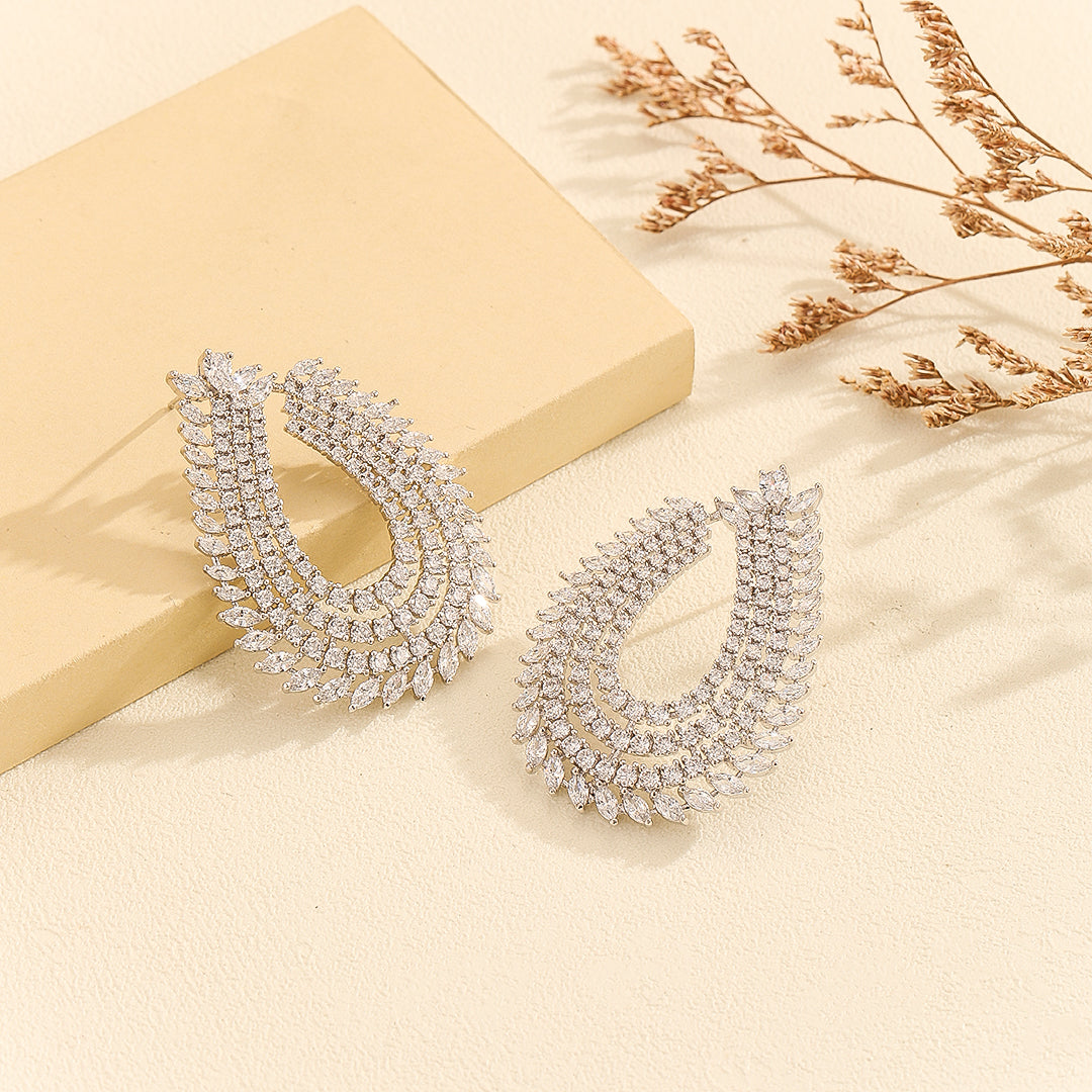 Gorgeous Silver Marquise Crescent Earring - Reet Pehal