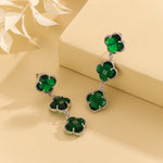 Load image into Gallery viewer, Beautiful Silv-Emerald Clover Glow Earrings - Reet Pehal
