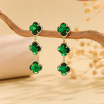 Load image into Gallery viewer, Beautiful Gold-Emerald Clover Glow Earrings - Reet Pehal
