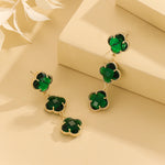 Load image into Gallery viewer, Beautiful Gold-Emerald Clover Glow Earrings - Reet Pehal
