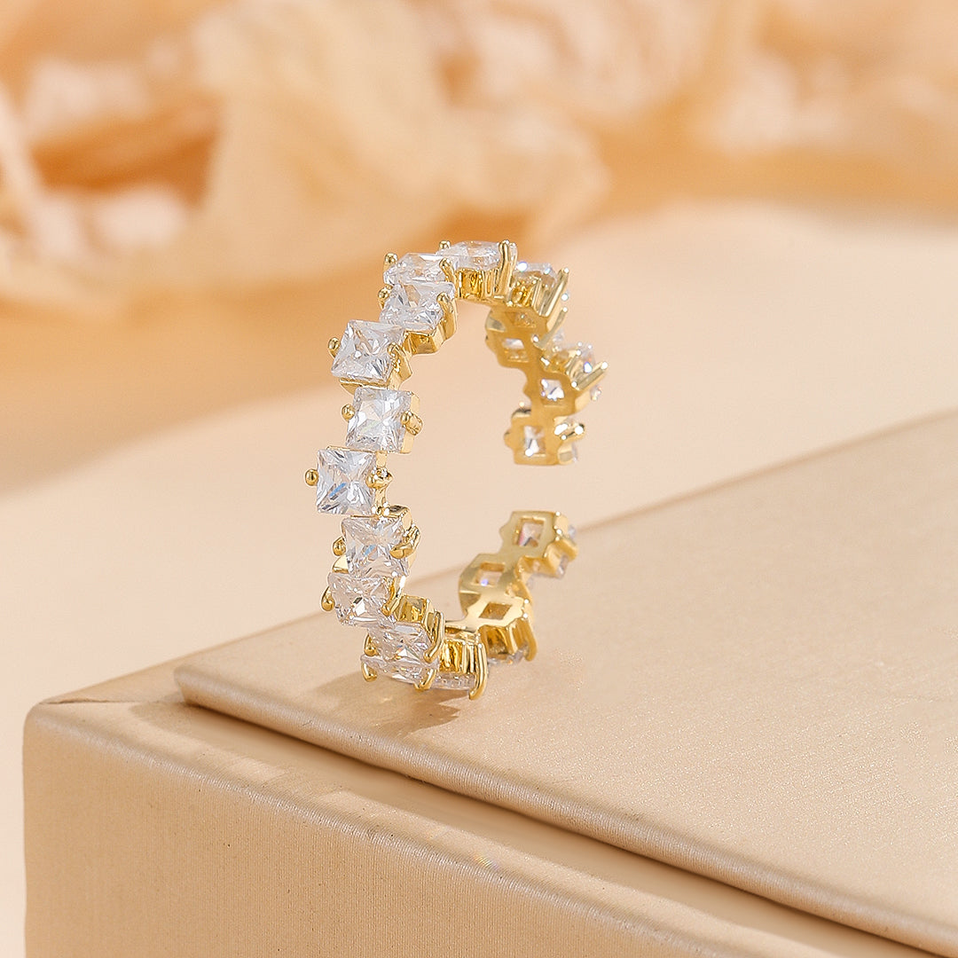 Sparkling Golden Square-Cut Ring - Reet Pehal