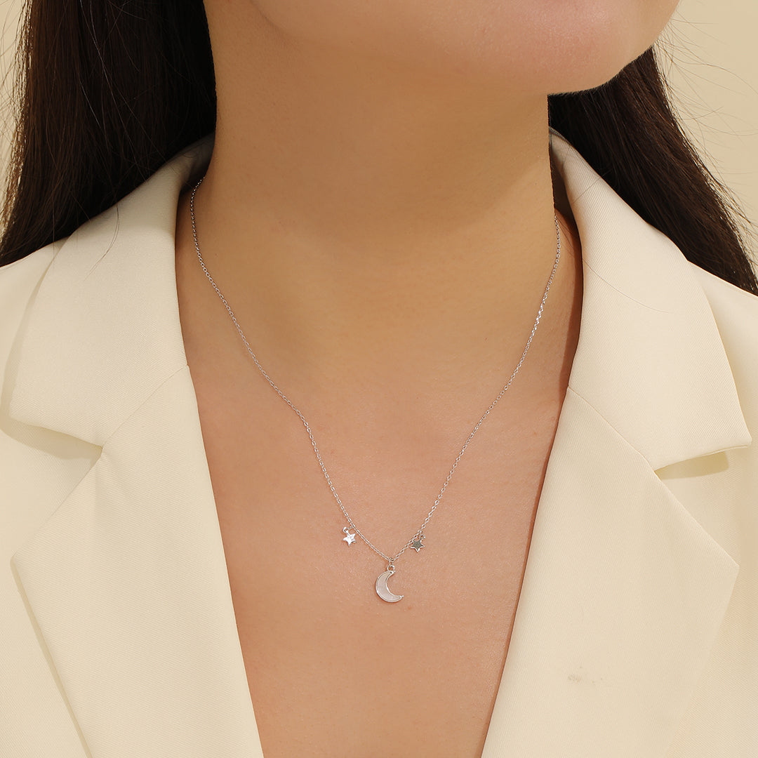 Starlit Crescent Elegance Pendant