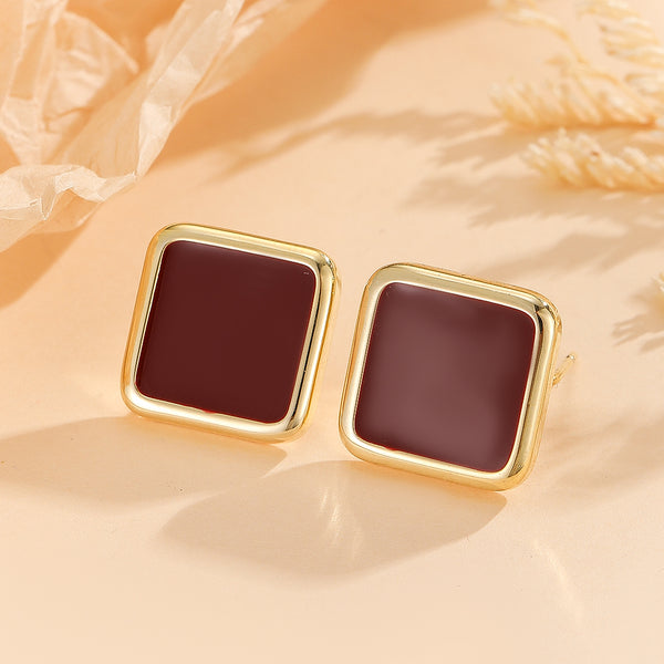 Sleek Maroon Edge Earrings