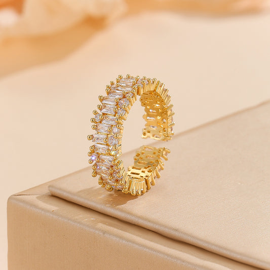 Adorable Golden Cascade Baguette Ring - Reet Pehal