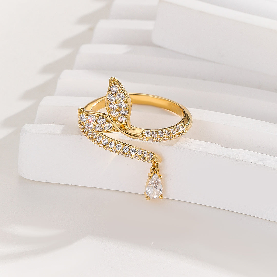 Twinkling Fishtail Fantasy Gold Ring - Reet Pehal