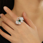 Load image into Gallery viewer, Enchanted Emerald Butterfly Elegance Ring - Reet Pehal
