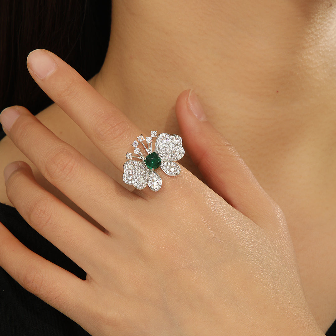 Enchanted Emerald Butterfly Elegance Ring - Reet Pehal