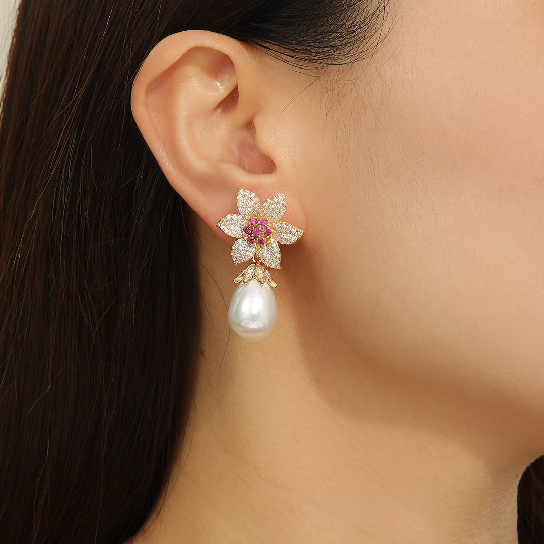 Glamorous Gold Blossom Earrings - Reet Pehal