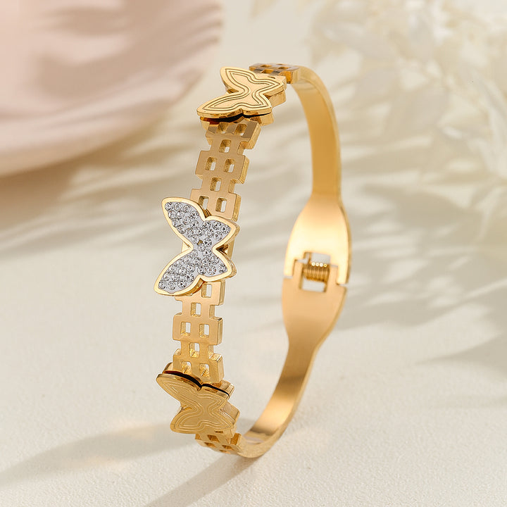 Glimmering Wings Gold Bangle - Reet Pehal