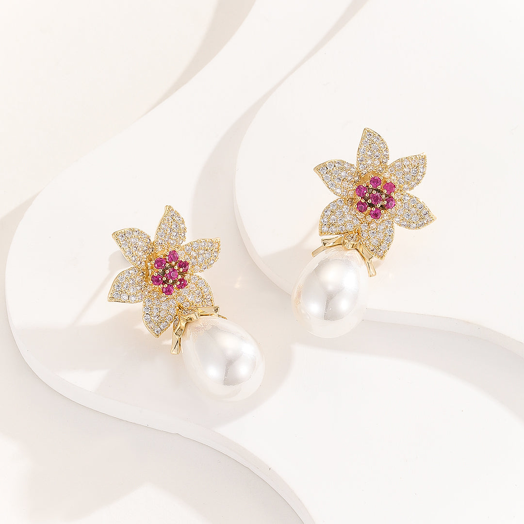 Glamorous Gold Blossom Earrings - Reet Pehal