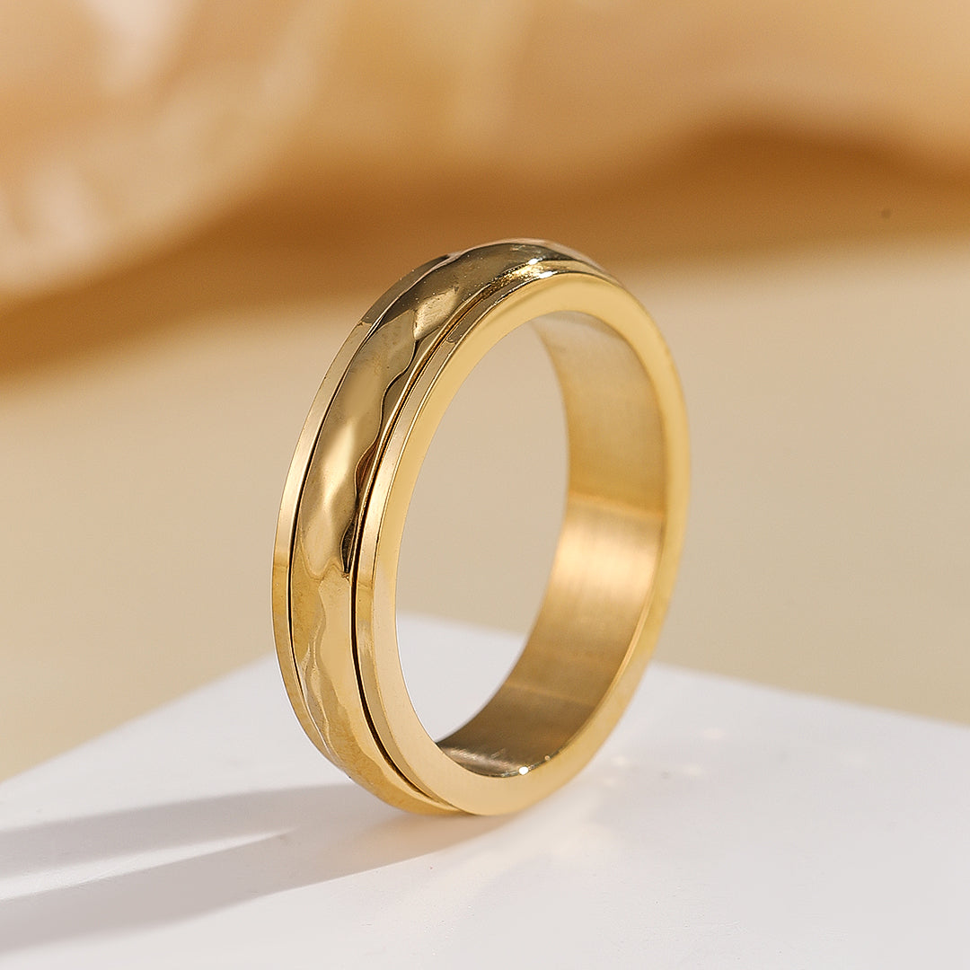 Refined Gold Ripple Ring