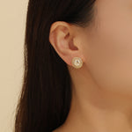 Load image into Gallery viewer, Gilded H Halo Pearl Earrings
