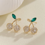 Load image into Gallery viewer, Sparkling Cherry Leaf Earrings
