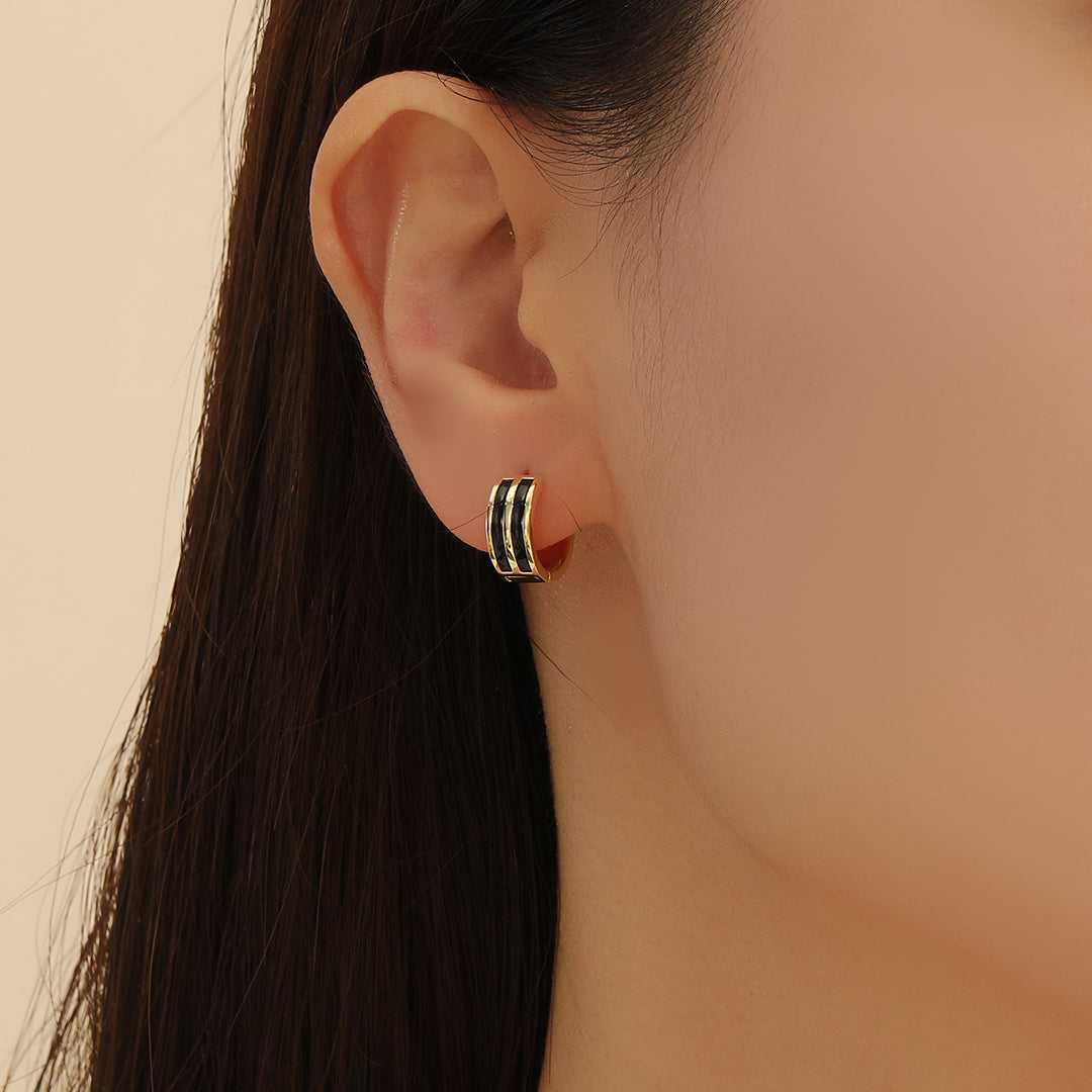 Bold Striped Black Earrings