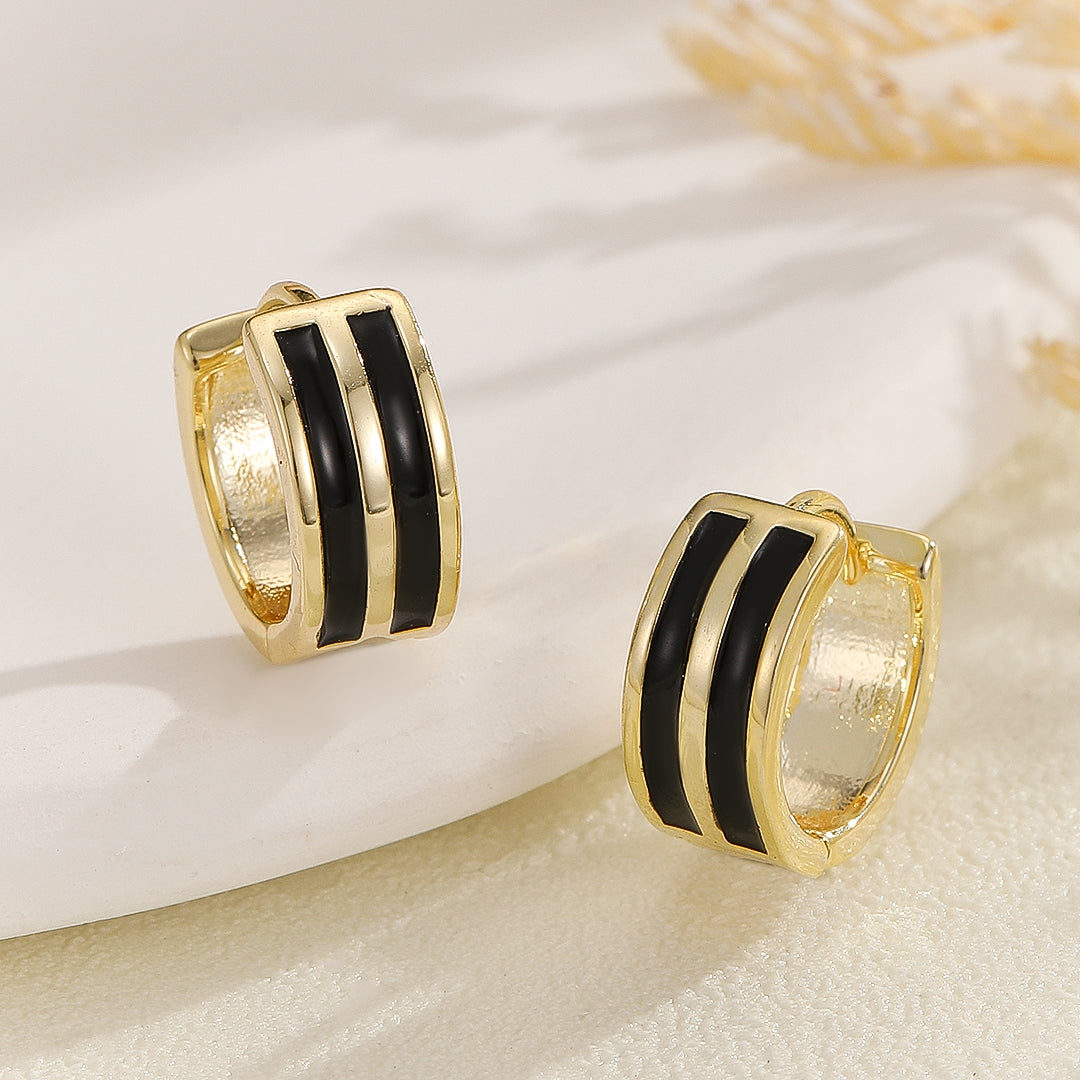 Bold Striped Black Earrings