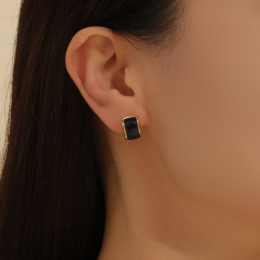 Versatile Black Rectangular Earrings