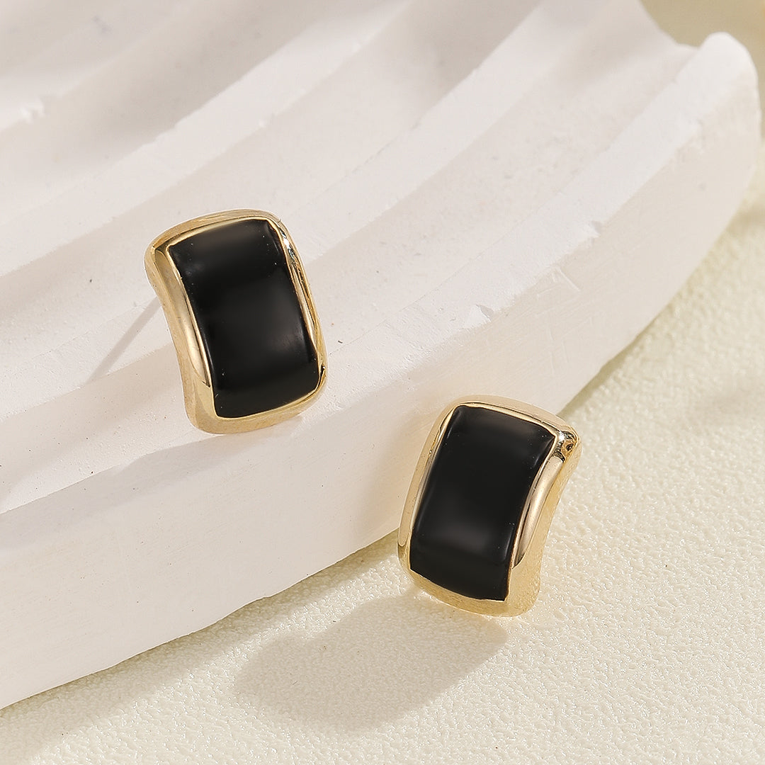 Versatile Black Rectangular Earrings