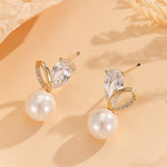 Load image into Gallery viewer, Gold Loop &amp; Pearl Drop Earrings
