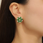 Load image into Gallery viewer, Opulent Green Flora Radiance Earrings - Reet Pehal
