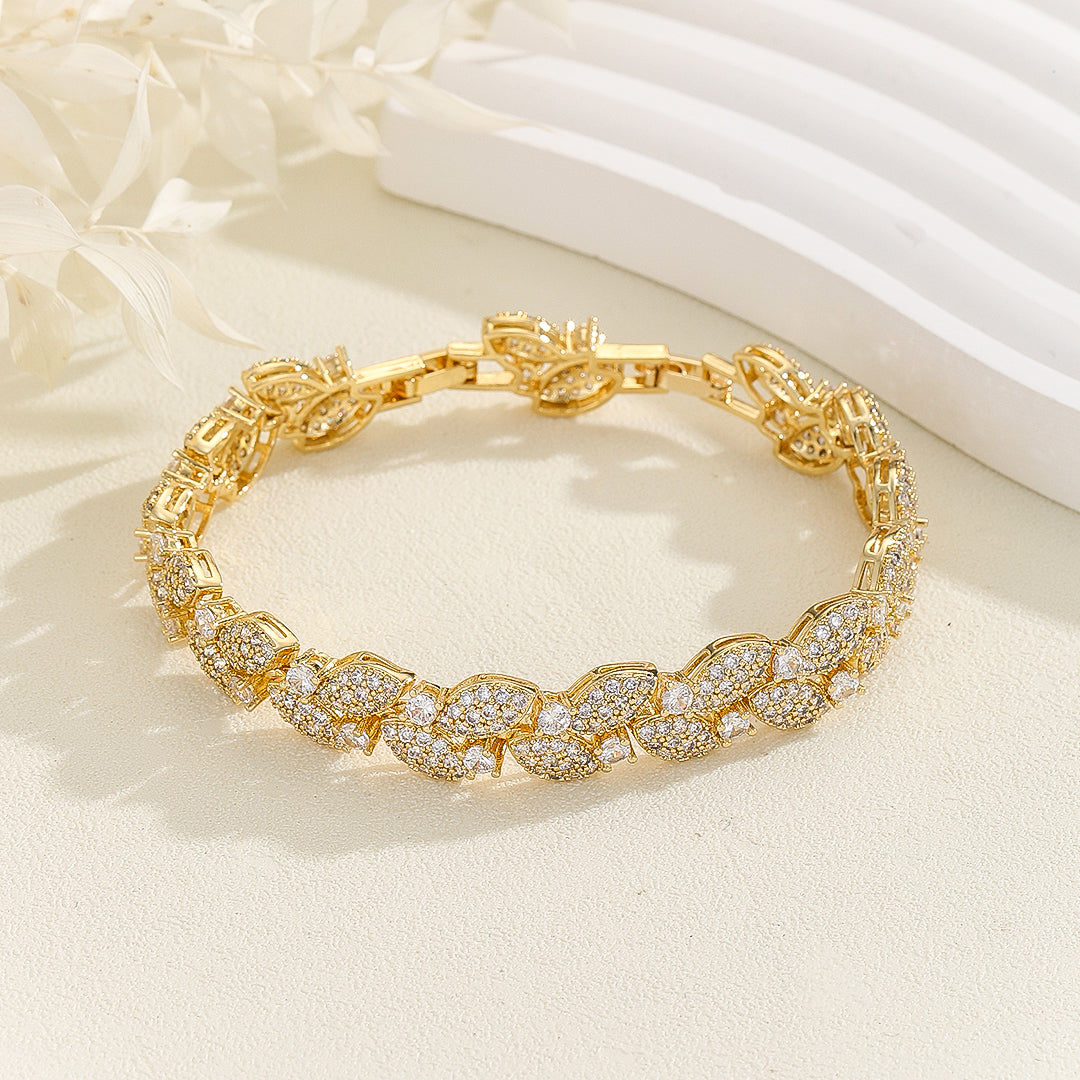 Ethereal Leaf Sparkle Gold Bracelet - Reet Pehal