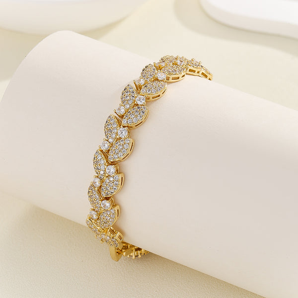 Ethereal Leaf Sparkle Gold Bracelet - Reet Pehal