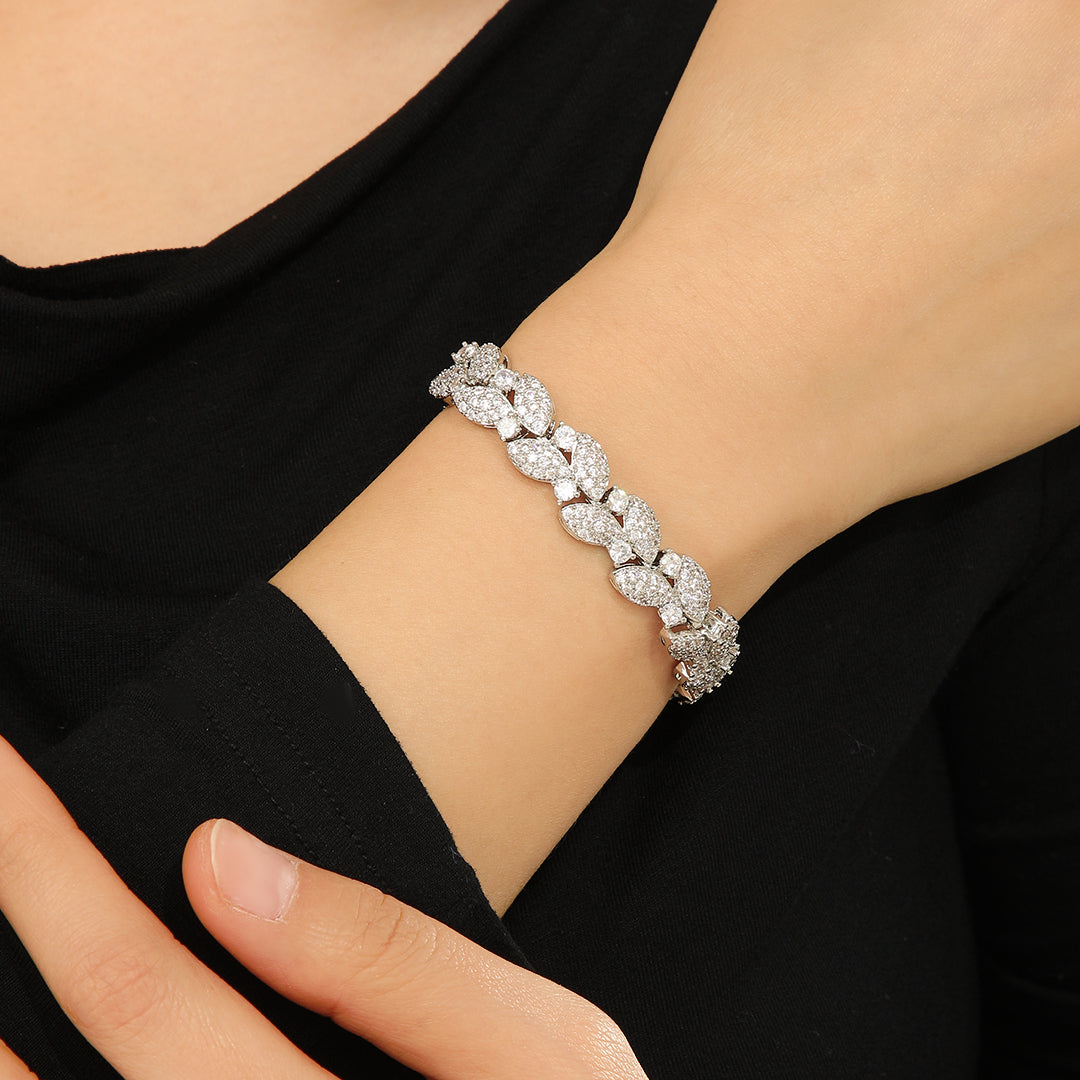 Ethereal Leaf Sparkle Diamond Bracelet - Reet Pehal