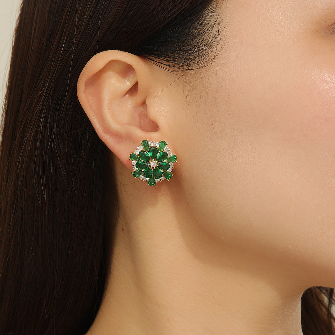 Verde Enchantment Floral Fantasy Earrings - Reet Pehal