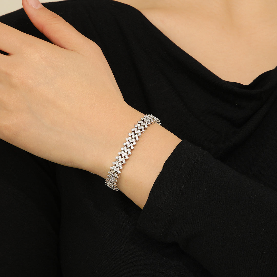 Dazzling Diamond Symphony Silver Bracelet - Reet Pehal