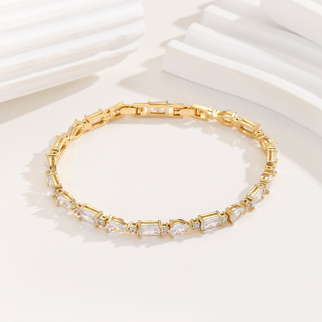 Harmonious Crystal Cascade Gold Bracelet - Reet Pehal