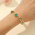 Load image into Gallery viewer, Stylish Verde Lucky Clover Bangle - Reet Pehal
