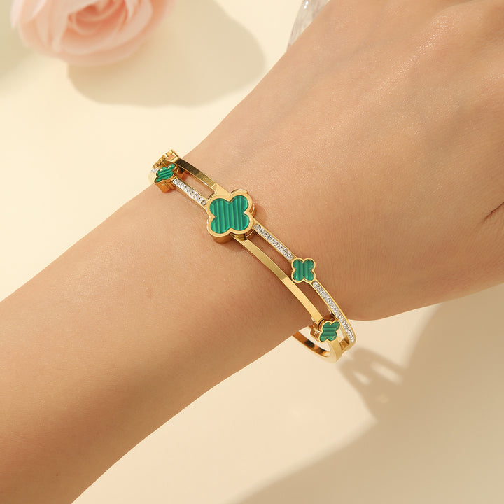 Stylish Verde Lucky Clover Bangle - Reet Pehal