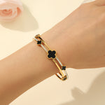 Load image into Gallery viewer, Stylish Noir Lucky Clover Bangle - Reet Pehal
