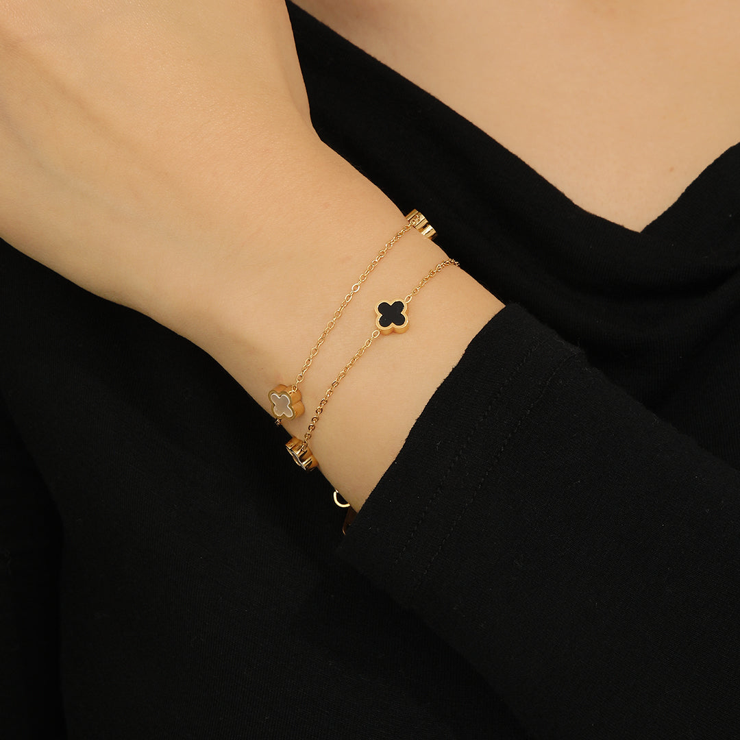 Dainty Noir Clover Bracelet - Reet Pehal