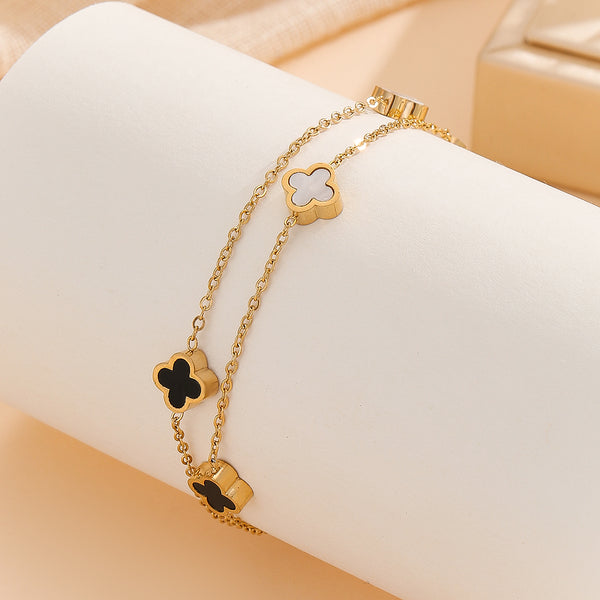 Dainty Noir Clover Bracelet - Reet Pehal