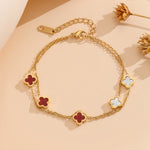 Load image into Gallery viewer, Dainty Crimson Clover Bracelet - Reet Pehal
