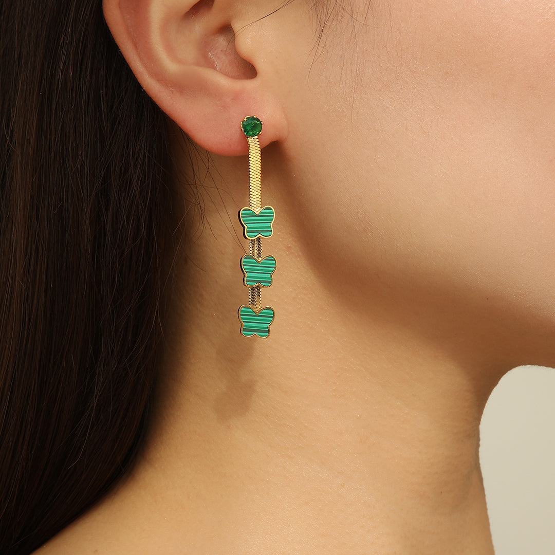 Graceful Emerald Cascade Earrings - Reet Pehal