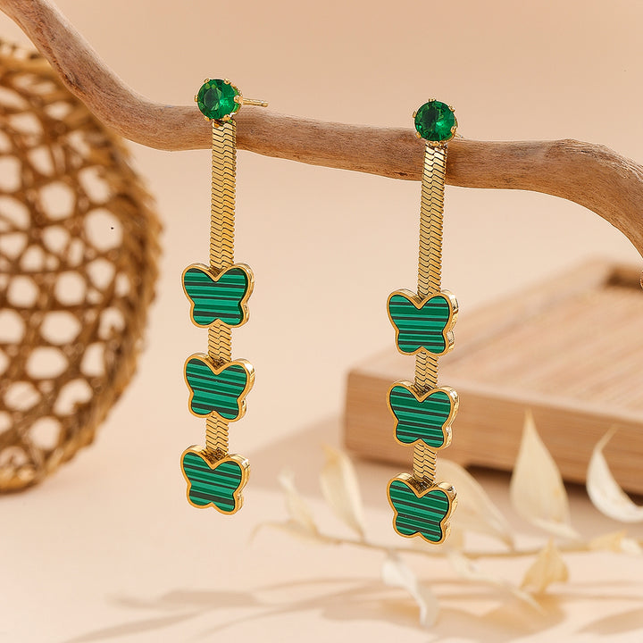 Graceful Emerald Cascade Earrings - Reet Pehal