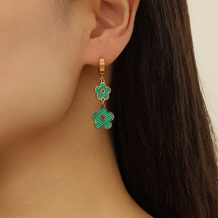 Adorable Green Blossom Drop Earrings - Reet Pehal