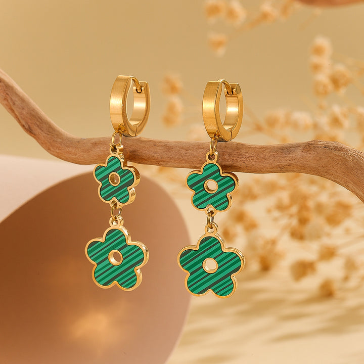 Adorable Green Blossom Drop Earrings - Reet Pehal