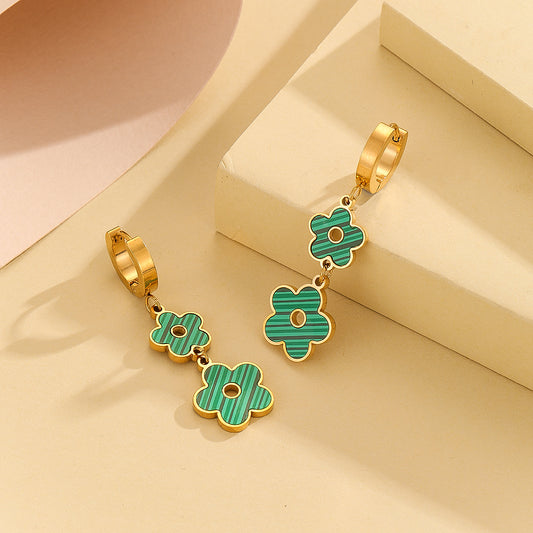 Adorable Green Blossom Drop Earrings - Reet Pehal