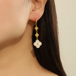 Load image into Gallery viewer, Elegant Ivory Floral Dangle Earrings - Reet Pehal
