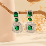 Load image into Gallery viewer, Stunning Emerald Octagonal Crystal Earrings - Reet Pehal
