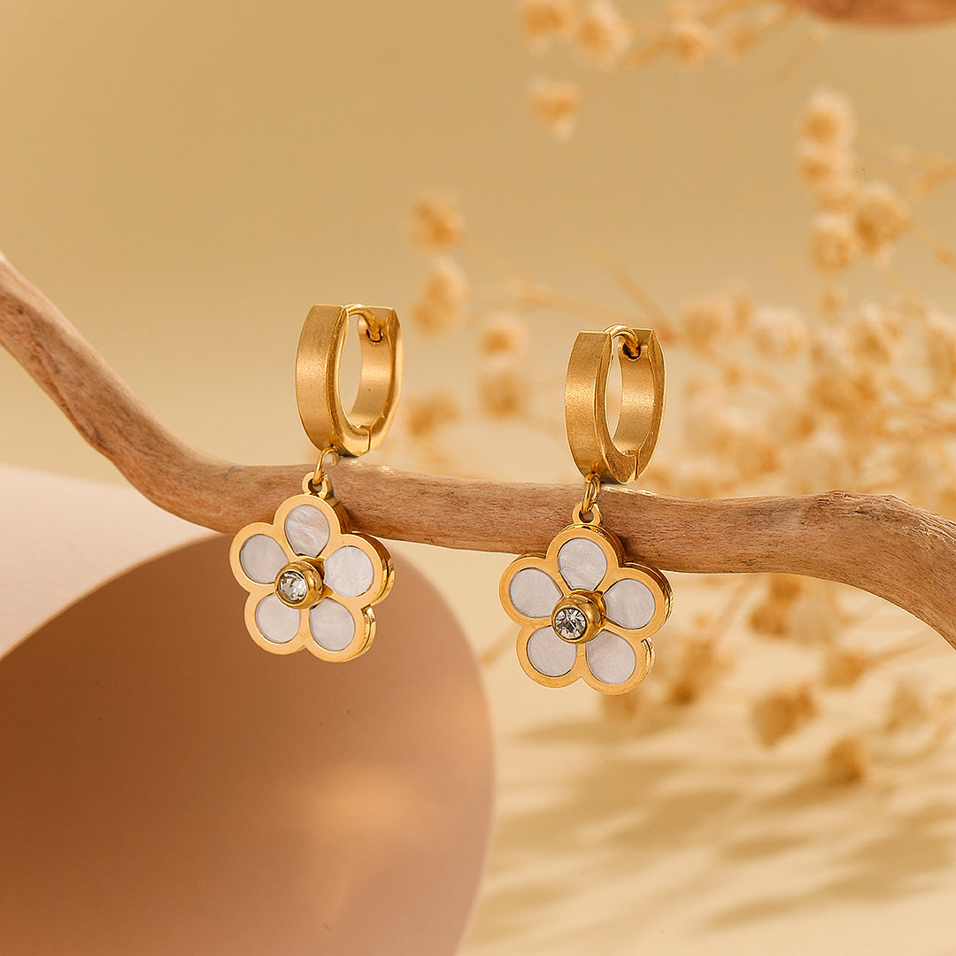 Sunlit Ivory Petal Drop Earrings - Reet Pehal