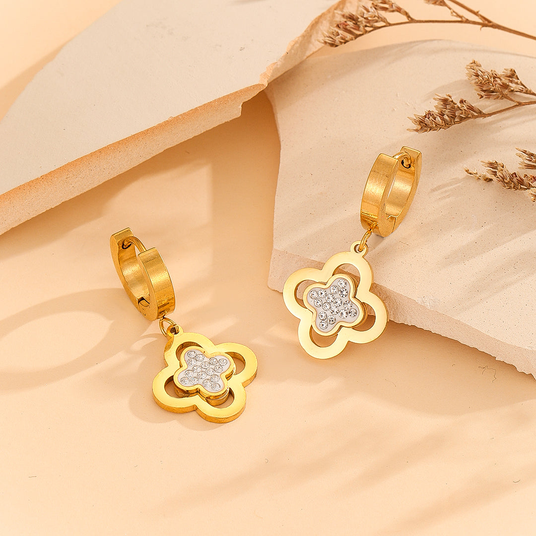 Starry Petal Drop Gold Earring - Reet Pehal