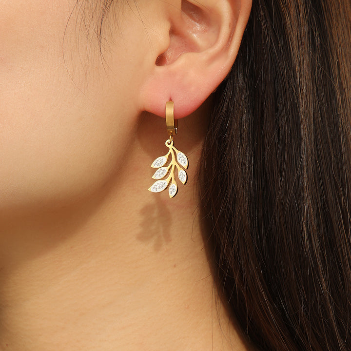 Glimmer Leaves Gold Earrings - Reet Pehal