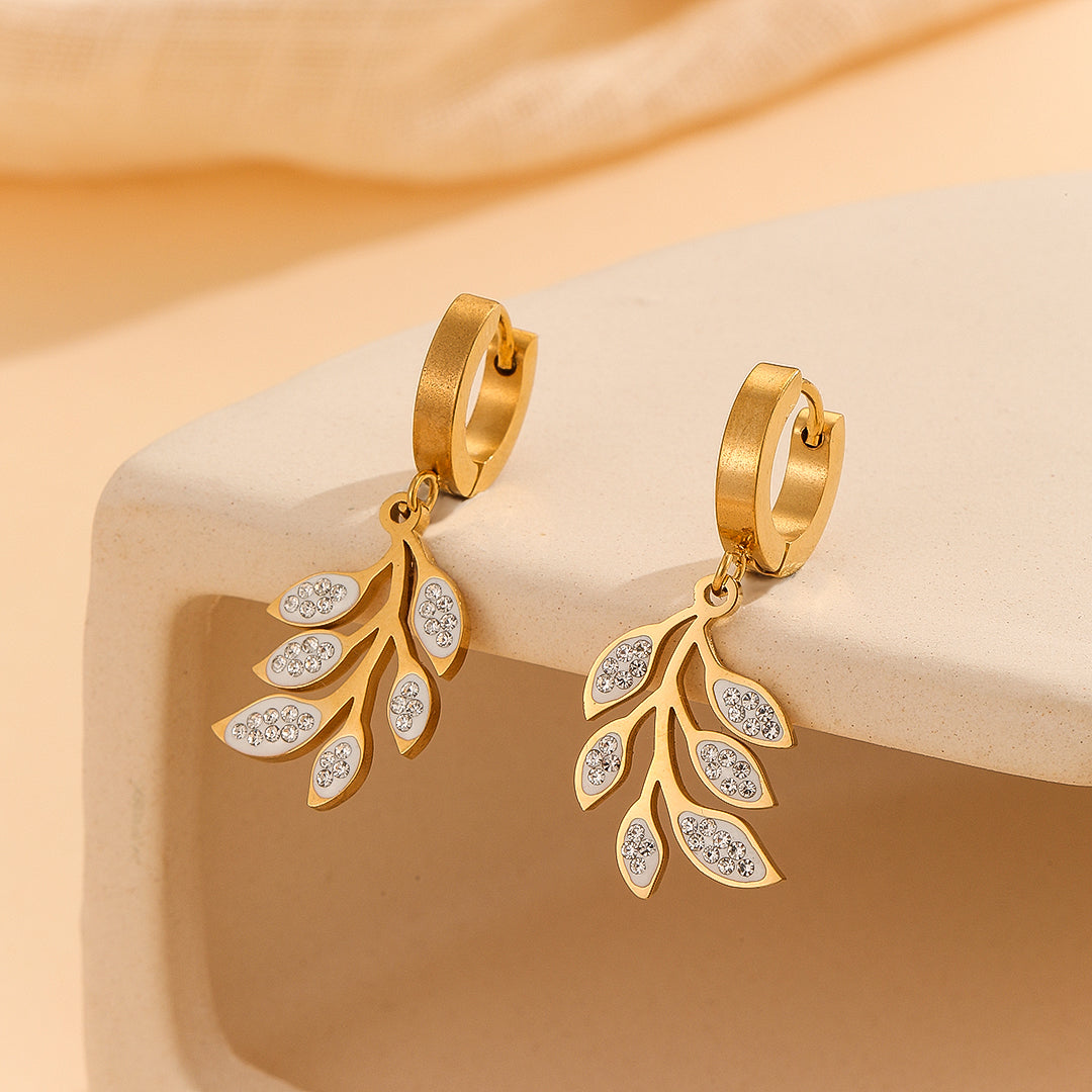 Glimmer Leaves Gold Earrings - Reet Pehal