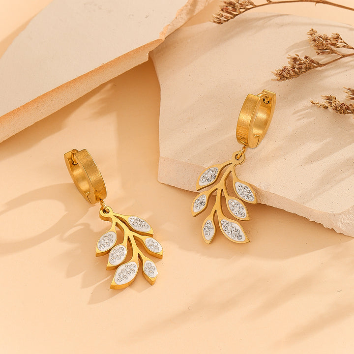 Glimmer Leaves Gold Earrings - Reet Pehal